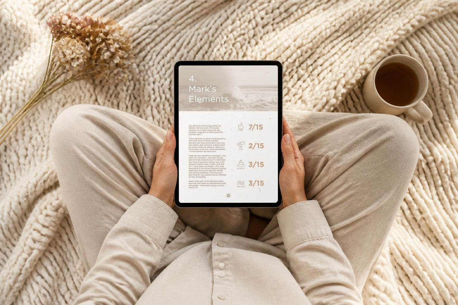 Reading a personality guide at home