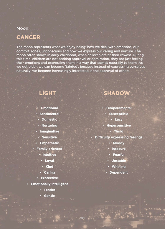Sample guide page: their moon sign