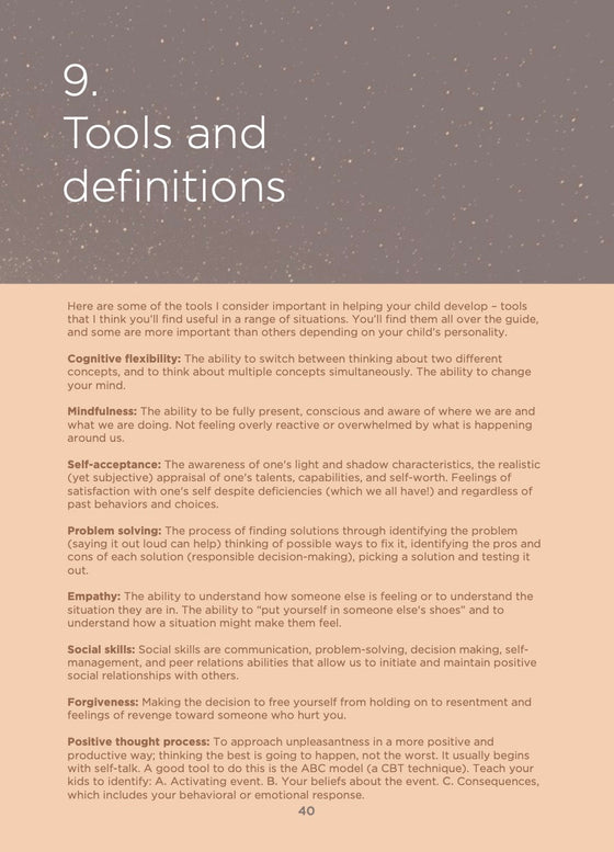Sample guide page: tools for parents