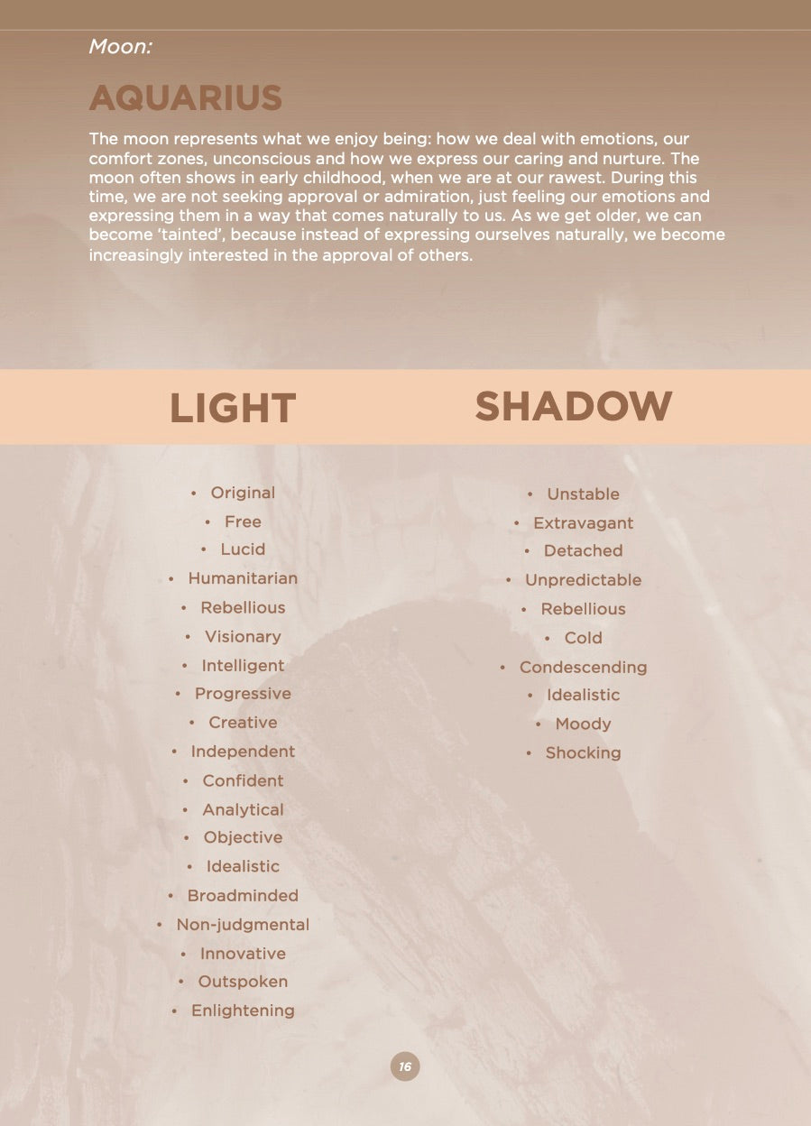 Sample guide page: your moon signs